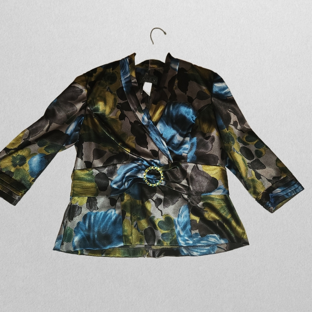 Women's "Alex Evenings" Silky blouse w/Attached Belt